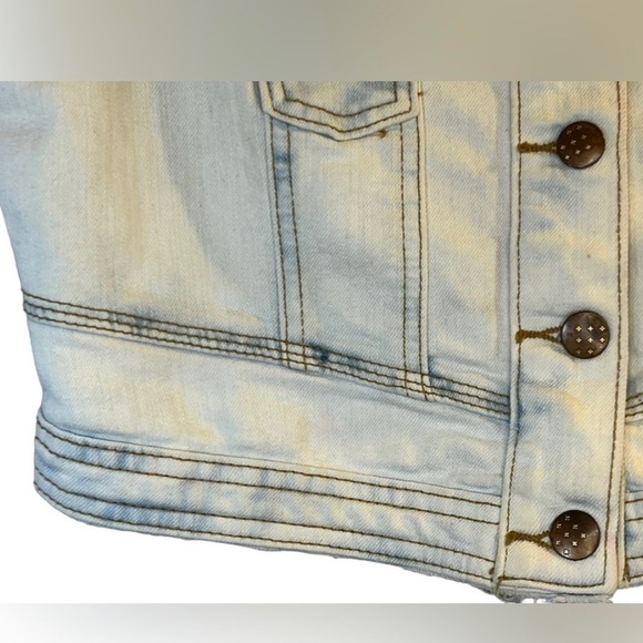 Sale Streetwear Society Women's Jean Vest M Blue Distressed Cropped - Picture 5 of 10
